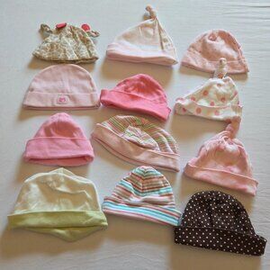 Lot of 12 Girls Newborn Infant Baby Hats Beanies Knotted Caps Mixed Styles